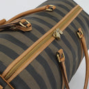 FENDI Pecan Canvas Boston Bag PVC 2way Black Brown Auth fm5392-6