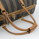 FENDI Pecan Canvas Boston Bag PVC 2way Black Brown Auth fm5392-7