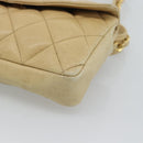 CHANEL Matelasse Waist bag Lamb Skin Beige Gold CC Auth fm5396-9
