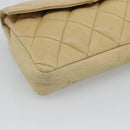 CHANEL Matelasse Waist bag Lamb Skin Beige Gold CC Auth fm5396-14