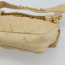CHANEL Matelasse Waist bag Lamb Skin Beige Gold CC Auth fm5396-15