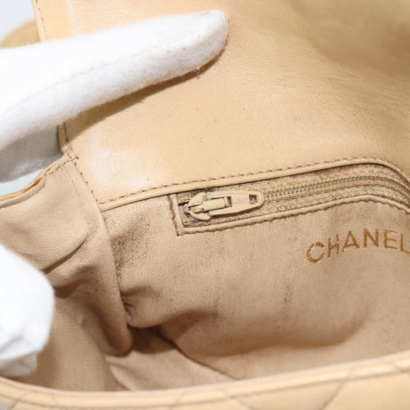 CHANEL Matelasse Waist bag Lamb Skin Beige Gold CC Auth fm5396