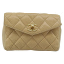 CHANEL Matelasse Waist bag Lamb Skin Beige Gold CC Auth fm5396-13