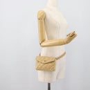 CHANEL Matelasse Waist bag Lamb Skin Beige Gold CC Auth fm5396-21