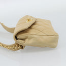 CHANEL Matelasse Waist bag Lamb Skin Beige Gold CC Auth fm5396-3