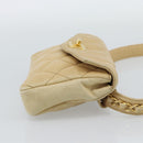 CHANEL Matelasse Waist bag Lamb Skin Beige Gold CC Auth fm5396-4