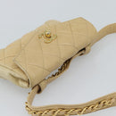 CHANEL Matelasse Waist bag Lamb Skin Beige Gold CC Auth fm5396-6