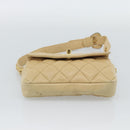 CHANEL Matelasse Waist bag Lamb Skin Beige Gold CC Auth fm5396-5