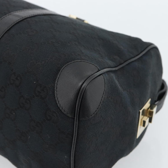 GUCCI GG Canvas Boston Bag Black Gold 000 0846 Auth fm5397V