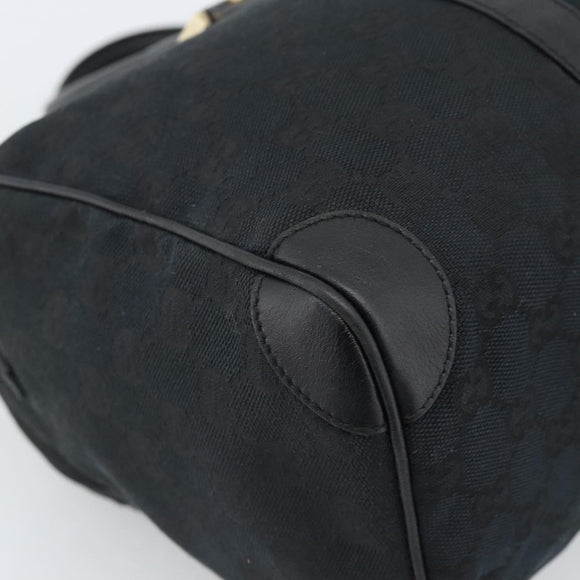 GUCCI GG Canvas Boston Bag Black Gold 000 0846 Auth fm5397V