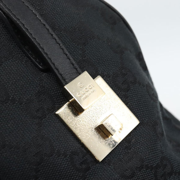 GUCCI GG Canvas Boston Bag Black Gold 000 0846 Auth fm5397V