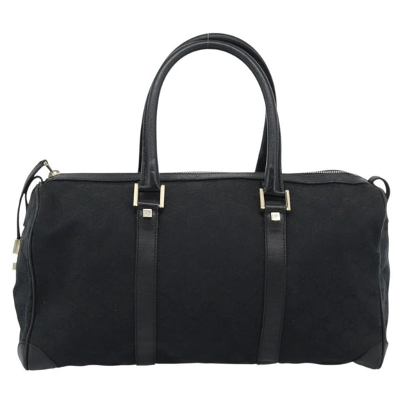 GUCCI GG Canvas Boston Bag Black Gold 000 0846 Auth fm5397V