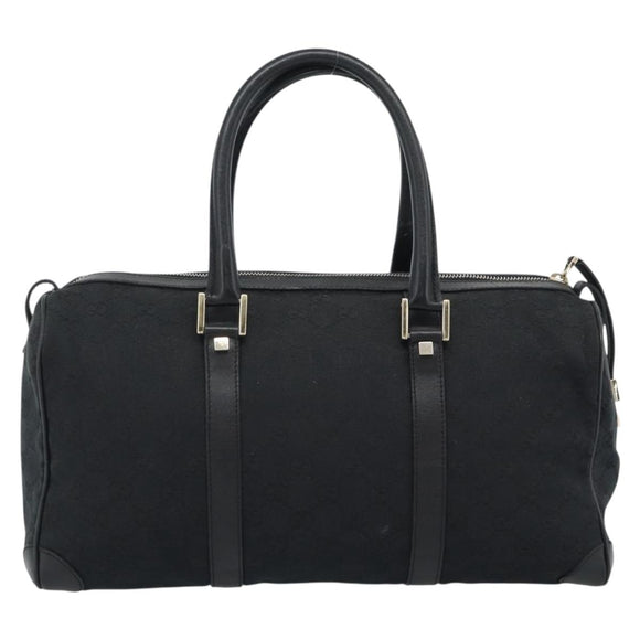 GUCCI GG Canvas Boston Bag Black Gold 000 0846 Auth fm5397V