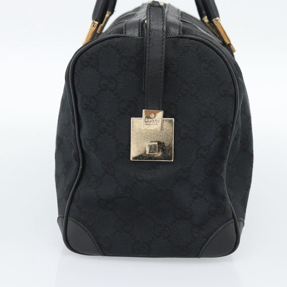 GUCCI GG Canvas Boston Bag Black Gold 000 0846 Auth fm5397V