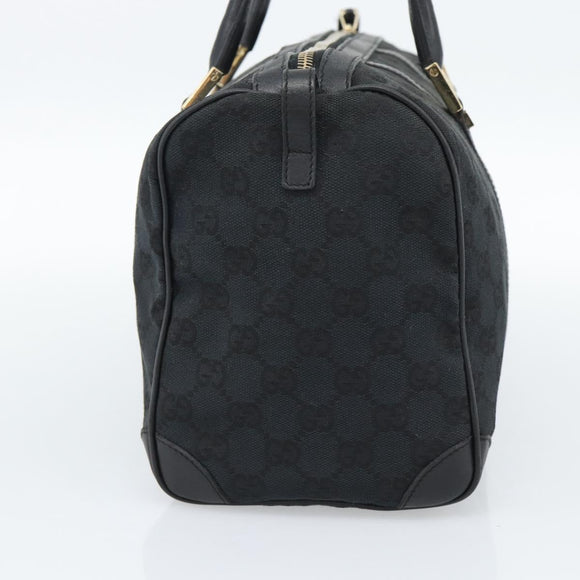 GUCCI GG Canvas Boston Bag Black Gold 000 0846 Auth fm5397V