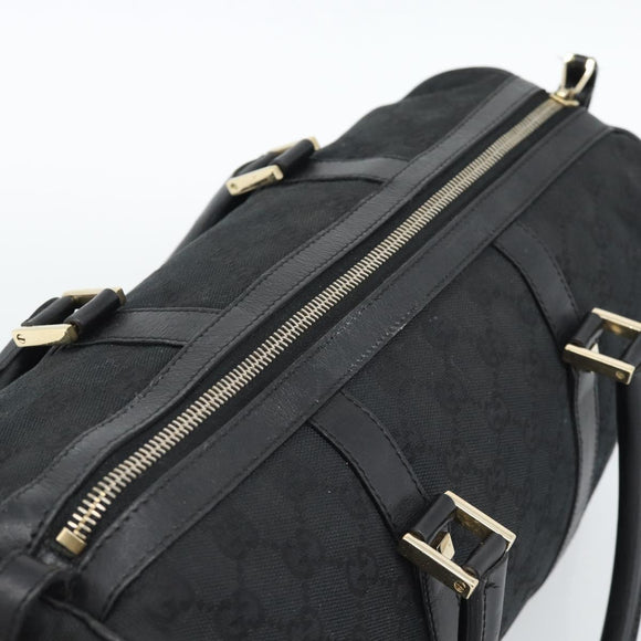 GUCCI GG Canvas Boston Bag Black Gold 000 0846 Auth fm5397V