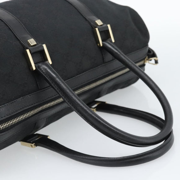 GUCCI GG Canvas Boston Bag Black Gold 000 0846 Auth fm5397V