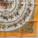 HERMES Carre 90 Scarf ""LA PROMENADE DE LONGCHAMPS"" Silk Yellow Auth fm5398M-10
