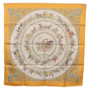 HERMES Carre 90 Scarf ""LA PROMENADE DE LONGCHAMPS"" Silk Yellow Auth fm5398M-12