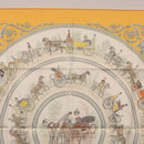 HERMES Carre 90 Scarf ""LA PROMENADE DE LONGCHAMPS"" Silk Yellow Auth fm5398M-14