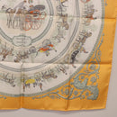 HERMES Carre 90 Scarf ""LA PROMENADE DE LONGCHAMPS"" Silk Yellow Auth fm5398M-21