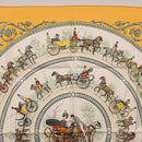 HERMES Carre 90 Scarf ""LA PROMENADE DE LONGCHAMPS"" Silk Yellow Auth fm5398M-3