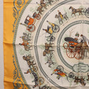 HERMES Carre 90 Scarf ""LA PROMENADE DE LONGCHAMPS"" Silk Yellow Auth fm5398M-5