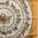 HERMES Carre 90 Scarf ""LA PROMENADE DE LONGCHAMPS"" Silk Yellow Auth fm5398M-7