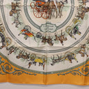 HERMES Carre 90 Scarf ""LA PROMENADE DE LONGCHAMPS"" Silk Yellow Auth fm5398M-9