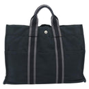 HERMES Fourre Tout MM Hand Bag Canvas 3 Set Navy Black Red Auth fm5405A-3