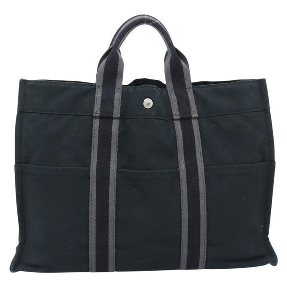 HERMES Fourre Tout MM Hand Bag Canvas 3 Set Navy Black Red Auth fm5405A