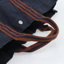 HERMES Fourre Tout MM Hand Bag Canvas Navy Silver Auth fm5406-7