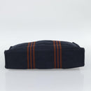 HERMES Fourre Tout MM Hand Bag Canvas Navy Silver Auth fm5406-9