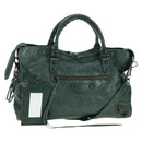 BALENCIAGA The City Hand Bag Leather 2way Green 115748 Auth fm5410V-1