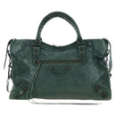 BALENCIAGA The City Hand Bag Leather 2way Green 115748 Auth fm5410V-13