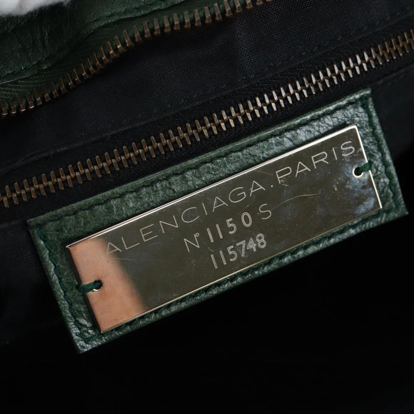 BALENCIAGA The City Hand Bag Leather 2way Green 115748 Auth fm5410V