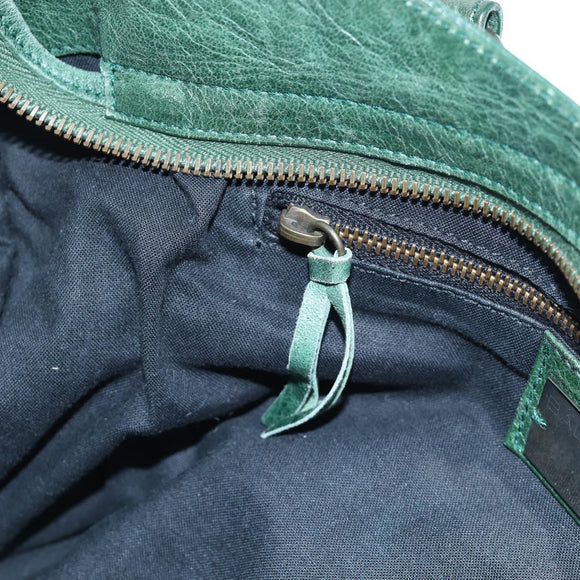 BALENCIAGA The City Hand Bag Leather 2way Green 115748 Auth fm5410V