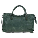 BALENCIAGA The City Hand Bag Leather 2way Green 115748 Auth fm5410V-2