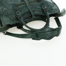 BALENCIAGA The City Hand Bag Leather 2way Green 115748 Auth fm5410V-9