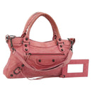 BALENCIAGA The First Hand Bag Leather 2way Pink 103208 6643 Auth fm5411V-1