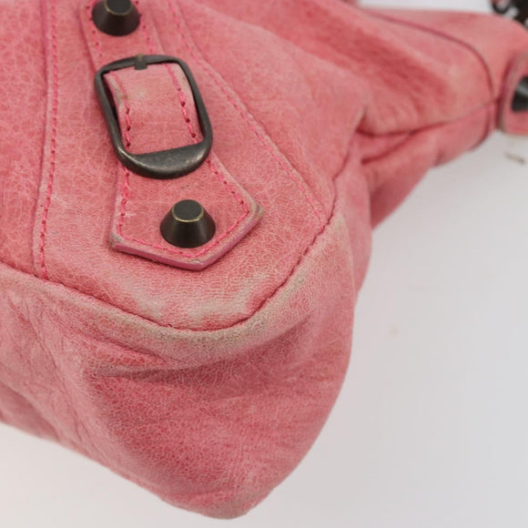 BALENCIAGA The First Hand Bag Leather 2way Pink 103208 6643 Auth fm5411V