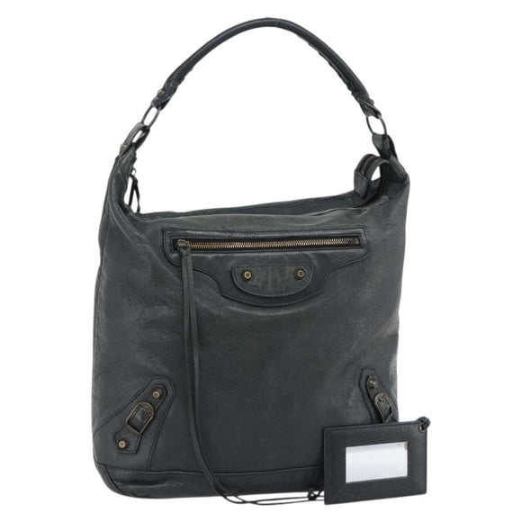 BALENCIAGA The Day Shoulder Bag Leather Green 140442 Auth fm5412V