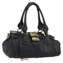 Chloe Paddington Hand Bag Leather Black Gold Silver Auth fm5413V-1