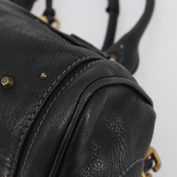 Chloe Paddington Hand Bag Leather Black Gold Silver Auth fm5413V
