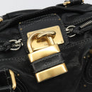 Chloe Paddington Hand Bag Leather Black Gold Silver Auth fm5413V-18