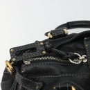 Chloe Paddington Hand Bag Leather Black Gold Silver Auth fm5413V-19