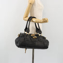 Chloe Paddington Hand Bag Leather Black Gold Silver Auth fm5413V-25