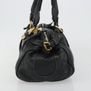 Chloe Paddington Hand Bag Leather Black Gold Silver Auth fm5413V-3