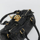 Chloe Paddington Hand Bag Leather Black Gold Silver Auth fm5413V-7