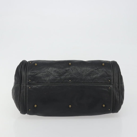 Chloe Paddington Hand Bag Leather Black Gold Silver Auth fm5413V